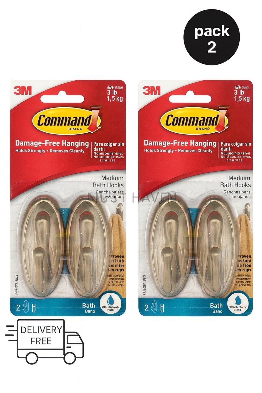 Command Medium Bath Hooks, 3 lb - 2,2 kg